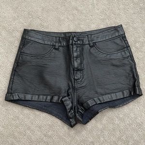 H&M High Waisted Faux Leather Shorts (reposted)